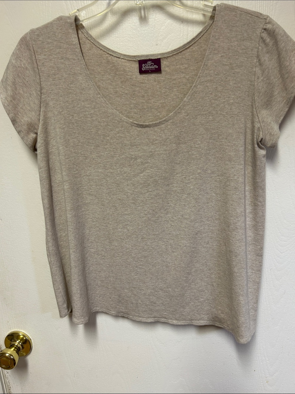 Sea Salt Collection Scoop Neck Short Sleeve Tee in Taupe